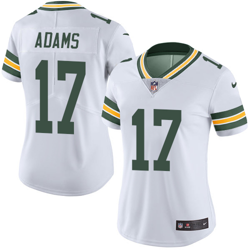 Women's Limited Davante Adams Nike Jersey White - #17 Rush NFL Green Bay Packers